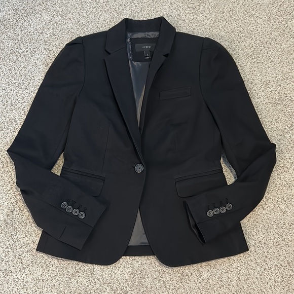 J. Crew Black Puff Sleeve Blazer in Stretchy Cotton, 0 - Picture 4 of 12